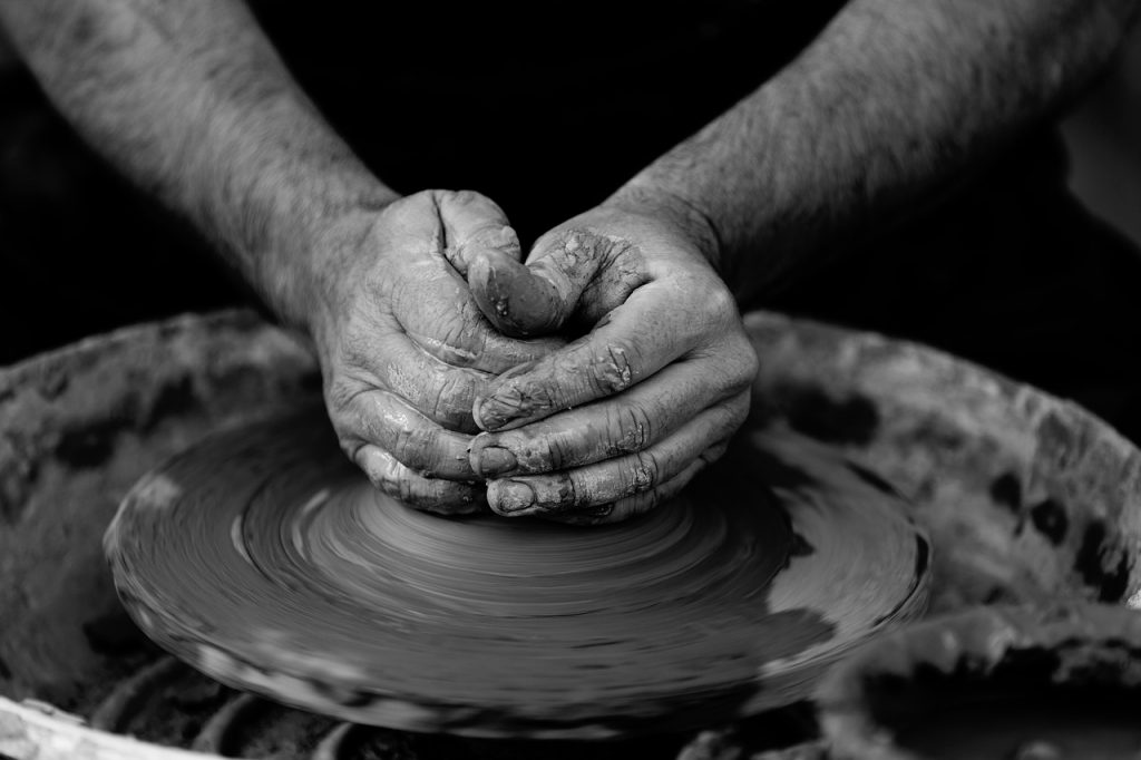 Potters Wheel Black and White Image
